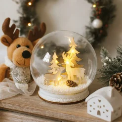 HTI-Living Beleuchtete Schneekugel mit Rehen
