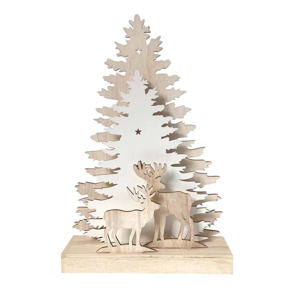HTI-Living Beleuchtete Weihnachtsszene Rehe im Winterwald
