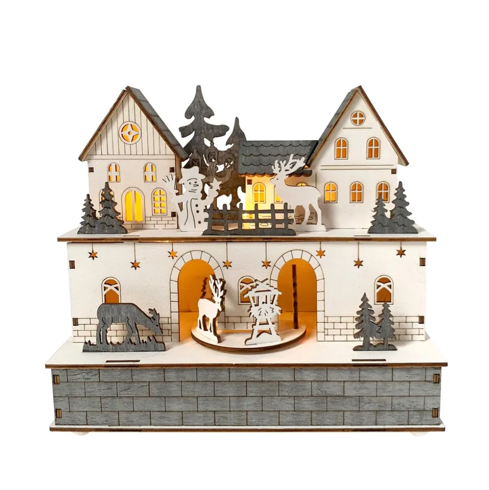 HTI-Living Beleuchtete Weihnachtsszene mit beweglichen Figuren