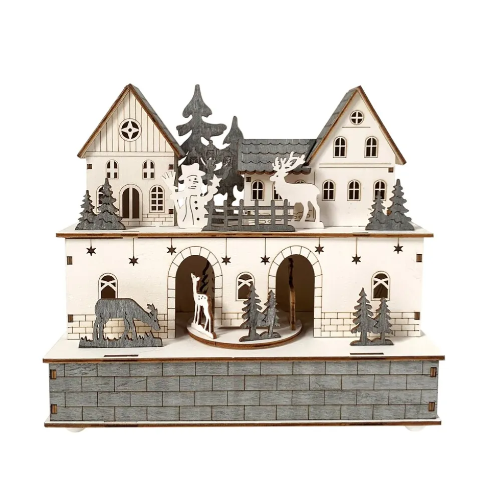 HTI-Living Beleuchtete Weihnachtsszene mit beweglichen Figuren
