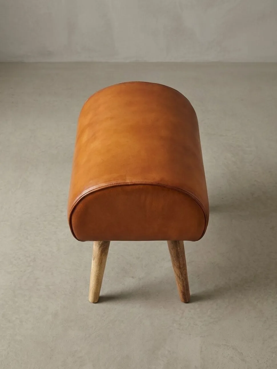 KADIMA DESIGN Echtleder Sitzhocker aus Massivholz, Braun, 45x53x40 cm, 120 kg Belastbarkeit.