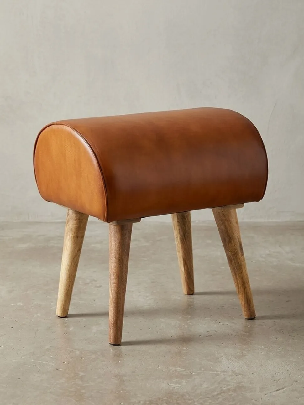 KADIMA DESIGN Echtleder Sitzhocker aus Massivholz, Braun, 45x53x40 cm, 120 kg Belastbarkeit.