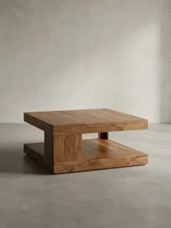 KADIMA DESIGN Sheesham Wohnzimmertisch Massiv, Quadratisch, 90x90 cm, Einzigartiges Unikat