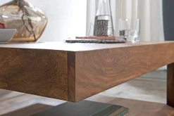 KADIMA DESIGN Sheesham Wohnzimmertisch Massiv, Quadratisch, 90x90 cm, Einzigartiges Unikat