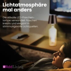 LED Flaschenlampe Bottle Light V2442 – Dimmbare Deko-Leuchte mit 3 Lichtfarben und TOUCH-Funktion für Innen & Außen schwarz