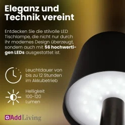 LED Flaschenlampe Bottle Light V2442 – Dimmbare Deko-Leuchte mit 3 Lichtfarben und TOUCH-Funktion für Innen & Außen schwarz