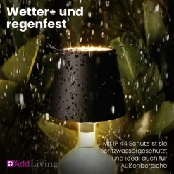 LED Flaschenlampe Bottle Light V2442 – Dimmbare Deko-Leuchte mit 3 Lichtfarben und TOUCH-Funktion für Innen & Außen schwarz