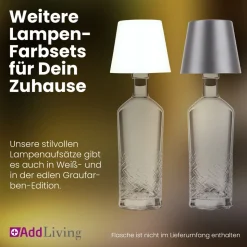 LED Flaschenlampe Bottle Light V2442 – Dimmbare Deko-Leuchte mit 3 Lichtfarben und TOUCH-Funktion für Innen & Außen schwarz