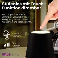 LED Flaschenlampe Bottle Light V2442 – Dimmbare Deko-Leuchte mit 3 Lichtfarben und TOUCH-Funktion für Innen & Außen schwarz