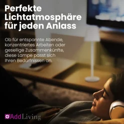 LED Tischleuchte FASHION dimmbar mit Touch Funktion 3 Lichtfarben IP44 12h Akku weiß