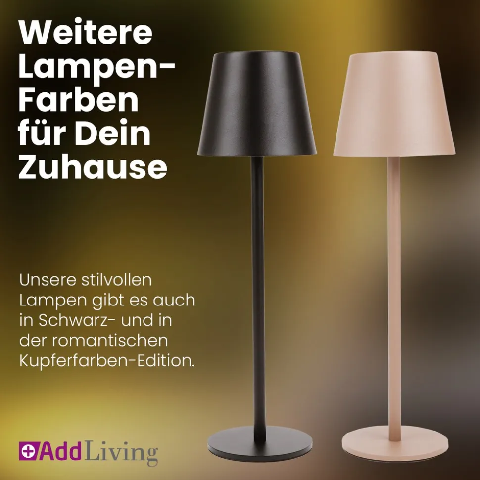 LED Tischleuchte FASHION dimmbar mit Touch Funktion 3 Lichtfarben IP44 12h Akku weiß