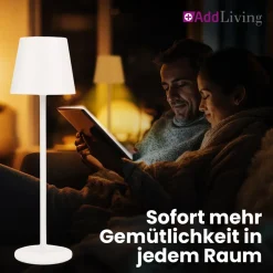 LED Tischleuchte FASHION dimmbar mit Touch Funktion 3 Lichtfarben IP44 12h Akku weiß