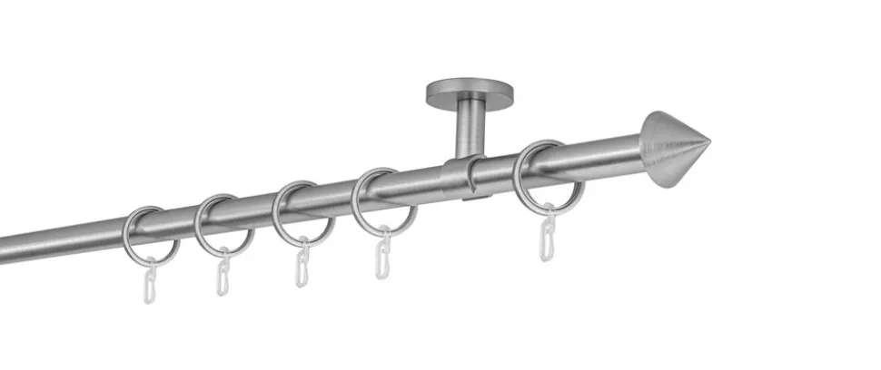 20mm,1-läufig,Rohr,Deckenträger classic,Endstück cone Größe: 100cm, Farbvariante: Edelstahl-Optik