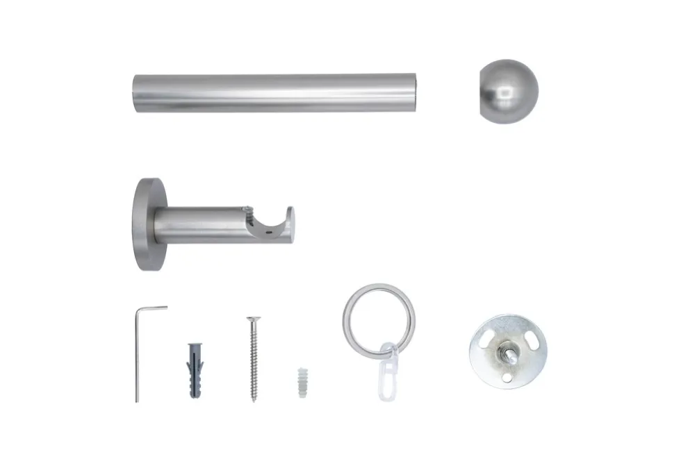 20mm,1-läufig,Rohr,Wandträger 6,5cm,Endstück ball Farbe: Edelstahl-Optik, Größe: 100cm