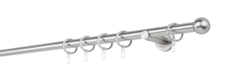 20mm,1-läufig,Rohr,Wandträger 6,5cm,Endstück ball Farbe: Edelstahl-Optik, Größe: 100cm
