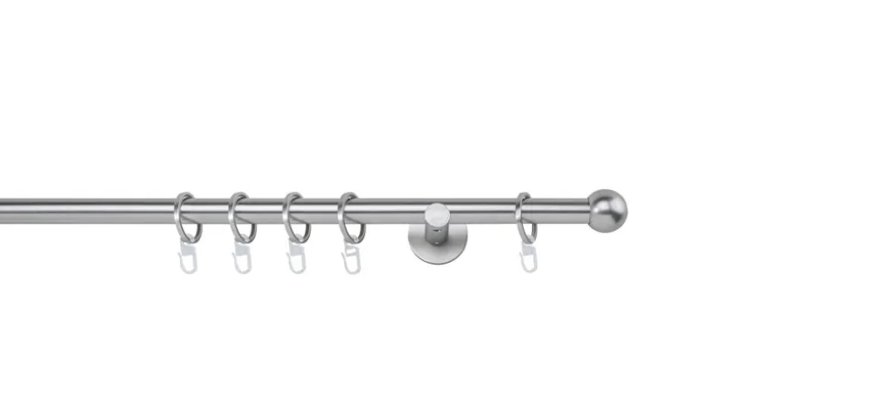 20mm,1-läufig,Rohr,Wandträger 6,5cm,Endstück ball Farbe: Edelstahl-Optik, Größe: 100cm