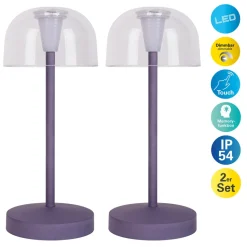 Näve 2er-Set Akku-/Tischleuchte "GOMBA" H: 18,5cm brombeere