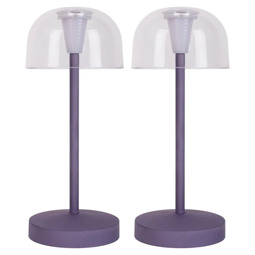 Näve 2er-Set Akku-/Tischleuchte "GOMBA" H: 18,5cm brombeere
