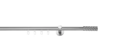Ondeco Gardinenstange auf Maß Innenlauf 20mm Rille 1-lauf Wandträger 12cm mit Gleiter Farbe: Edelstahl-Optik, Größe: 100cm