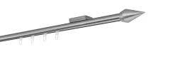 Ondeco Gardinenstange auf Maß Innenlauf 20mm Kegel 1-lauf Deckenträger 1,1cm mit Gleiter Farbe: Edelstahl-Optik, Größe: 100cm
