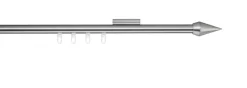 Ondeco Gardinenstange auf Maß Innenlauf 20mm Kegel 1-lauf Deckenträger 1,1cm mit Gleiter Farbe: Edelstahl-Optik, Größe: 100cm