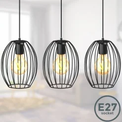 Pendelleuchte, schwarz, 3xE27 max. 60W exkl.