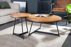 riess-ambiente Beistelltisch OAK ELEGANCE - 45cm Eiche-Design schwarzes Metallgestell rund