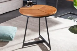riess-ambiente Beistelltisch OAK ELEGANCE - 45cm Eiche-Design schwarzes Metallgestell rund