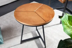 riess-ambiente Beistelltisch OAK ELEGANCE - 45cm Eiche-Design schwarzes Metallgestell rund