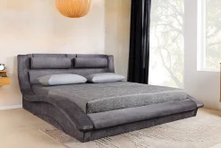 riess-ambiente Bett SWING 180x200cm grau Samt mit Stauraum geschwungenes Rahmenbett