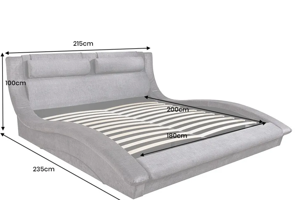 riess-ambiente Bett SWING 180x200cm grau Samt mit Stauraum geschwungenes Rahmenbett