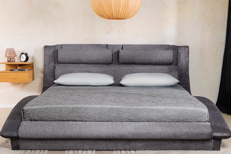 riess-ambiente Bett SWING 180x200cm grau Samt mit Stauraum geschwungenes Rahmenbett