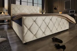 riess-ambiente Boxbett ELYSIUM 180x200cm champagner beige Samt mit Stauraum
