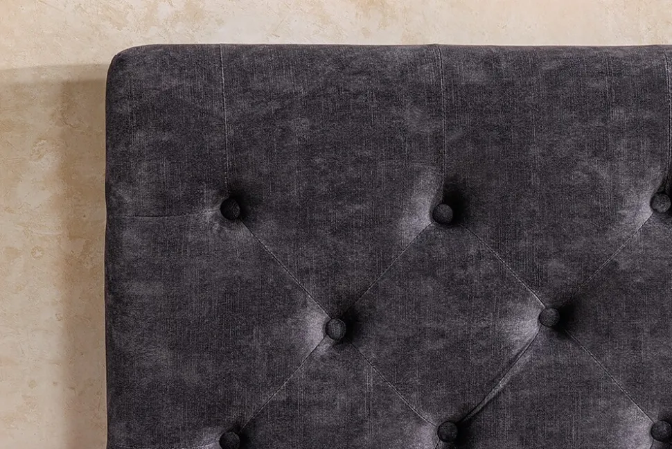 riess-ambiente Boxbett PARIS 180x200cm grau Samt mit Stauraum inkl. Matratze und Topper