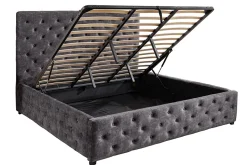 riess-ambiente Boxbett PARIS 180x200cm grau Samt mit Stauraum inkl. Matratze und Topper