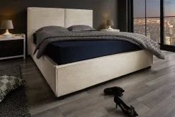 riess-ambiente Boxbett ROCCO 180x200cm beige Cord mit Stauraum