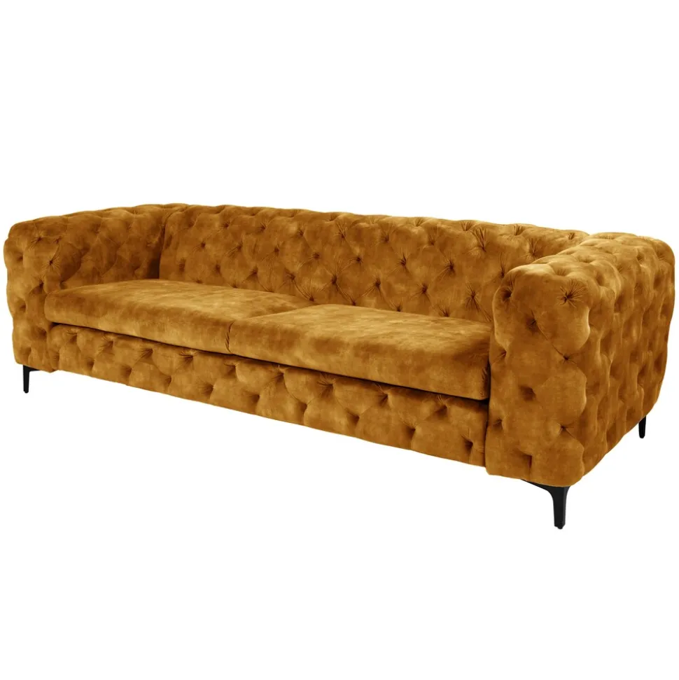 riess-ambiente Chesterfield Sofa MODERN BAROCK 235cm senfgelb Samt 3-Sitzer Couch Federkern