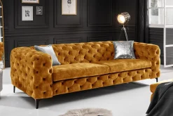 riess-ambiente Chesterfield Sofa MODERN BAROCK 235cm senfgelb Samt 3-Sitzer Couch Federkern