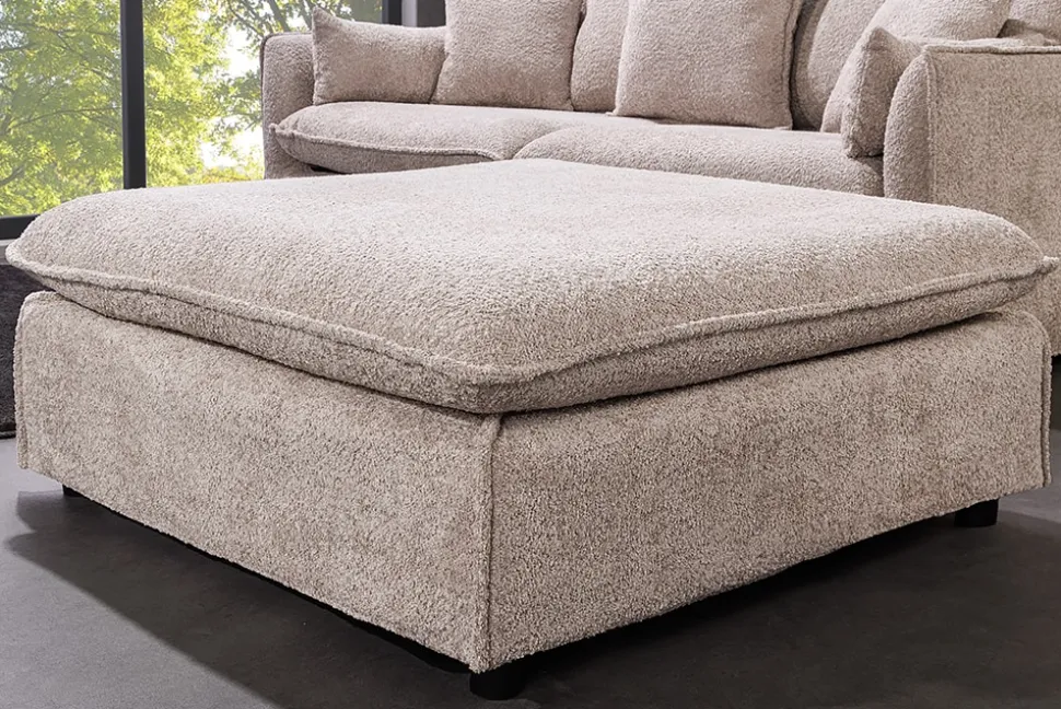 riess-ambiente Hocker HEAVEN - groß 100cm champagner beige Bouclé Polsterhocker Federkern pflegeleicht