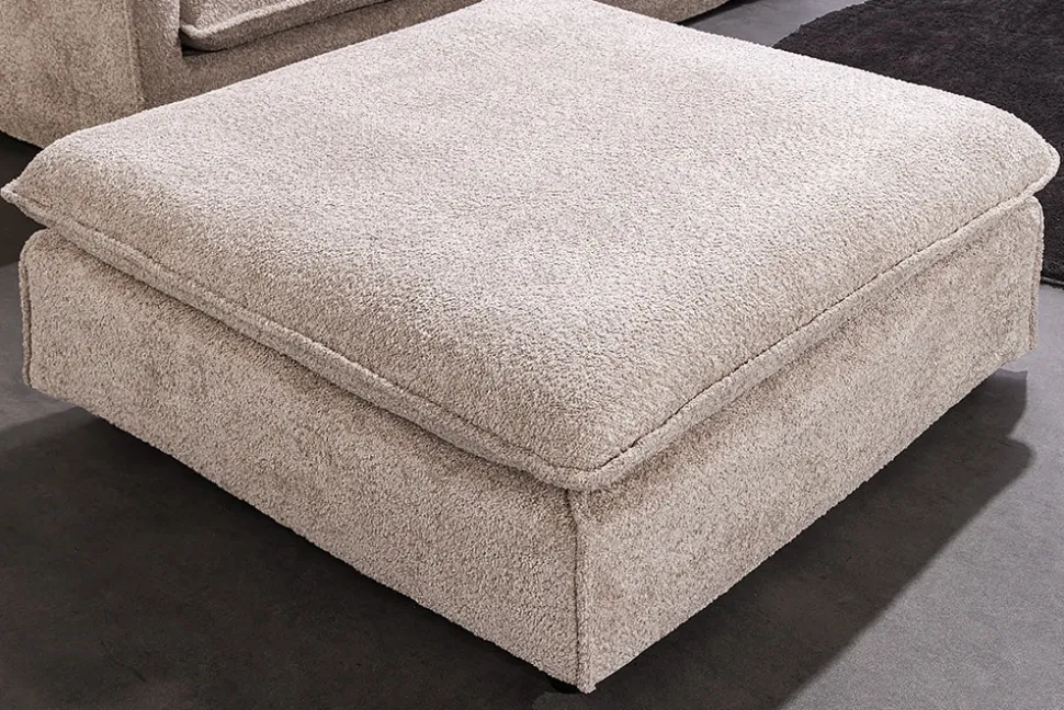 riess-ambiente Hocker HEAVEN - groß 100cm champagner beige Bouclé Polsterhocker Federkern pflegeleicht