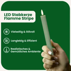 Star LED Kerzen Set (2 Stück) - Stabkerzen aus Echtwachs mit flackernder Flamme, warmweißem Licht, Timer-Funktion, batteriebetrieben (Batterien Nicht Ink.) - für den Innenbereich