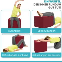 Stufenlagerungswürfel, Stufenbett, 40x50x50cm, Rot