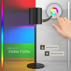 tectake® Akku-Tischlampe, Modernes Design, LED, 5 W, Touchpanel, inkl. Ladekabel, 10 x 37 cm