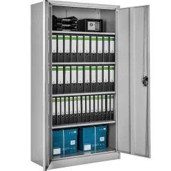 tectake® Aktenschrank, aus pulverbeschichtetem Stahl, 4 höhenverstellbare Einlegeböden, 180 x 80 x 40 cm