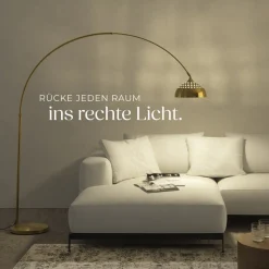 tectake® Bogenleuchte, 70er Jahre Retro-Stil, Teleskopbogen mit schwenkbarem Lampenschirm, Fußschalter, höhenverstellbar 187 - 206 cm