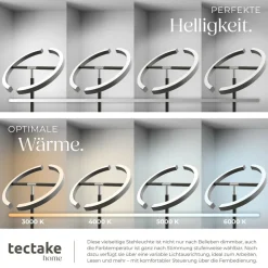 tectake® Deckenfluter, LED, 20 W, inklusive Leselicht 7 W, bewegliche LED-Bögen und Schwanenhals, 31,5 x 188 cm