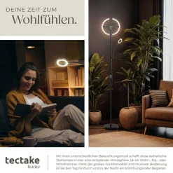 tectake® Deckenfluter, LED, 20 W, inklusive Leselicht 7 W, bewegliche LED-Bögen und Schwanenhals, 31,5 x 188 cm