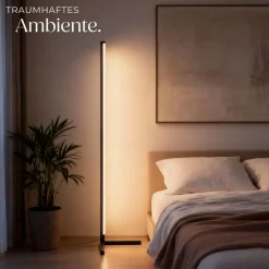 tectake® LED-Stehlampe, 16 Millionen Farben, über 200 Lichteffekte, Inklusive Fernbedienung, 4-fach höhenverstellbar, Innovativer Musik-Aktivierungsmodus