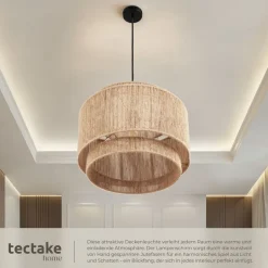 tectake® Pendelleuchte, Boho-Stil, Wickeltechnik, 40 W, Stahlgestell, 46 x 32 cm