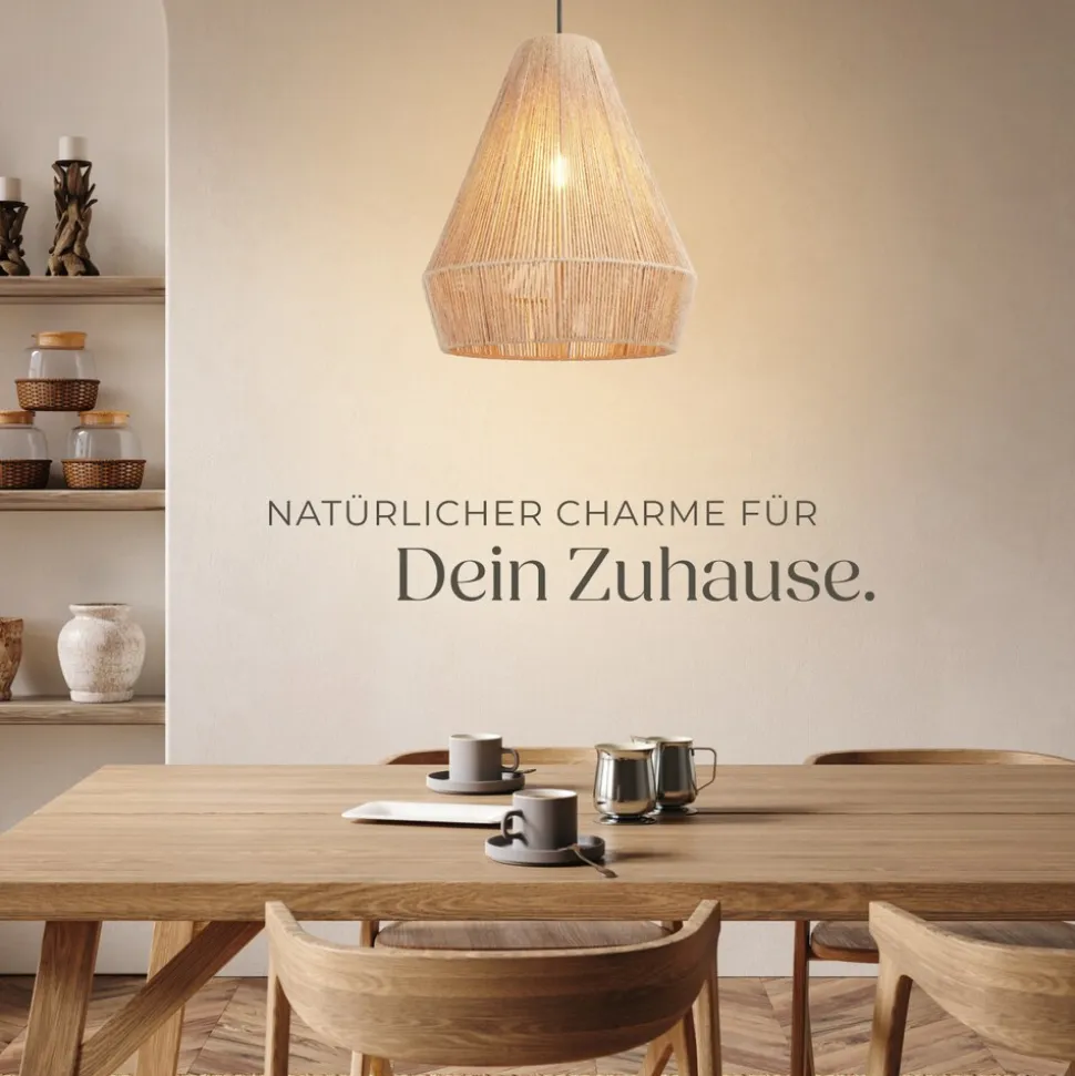 tectake® Pendelleuchte, Boho-Stil, Wickeltechnik, 40 W, Stahlgestell, 40,5 x 47 cm